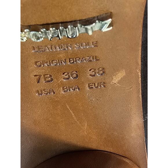 Shutz 7 B slouchy brown damarius suede platform bootie peep toe business chic - Picture 11 of 11